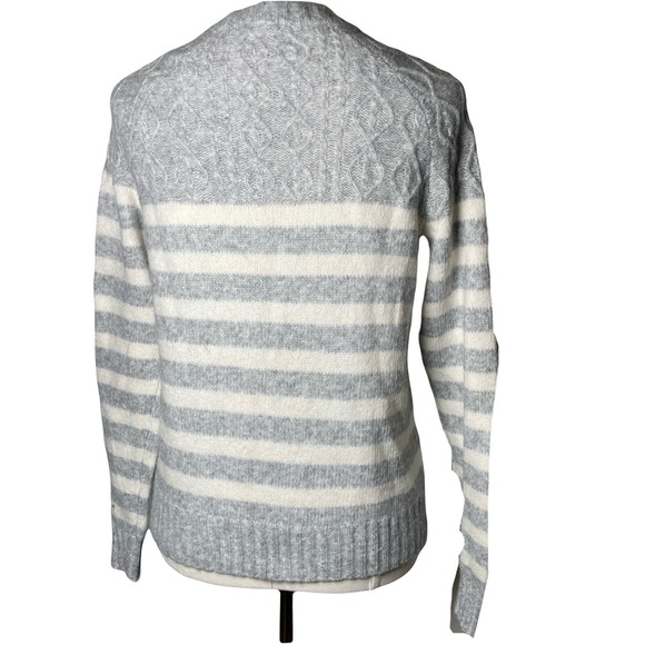New Caslon Nordstrom Grey Heather Ivory Stripe Sweater (XS) - Picture 4 of 11